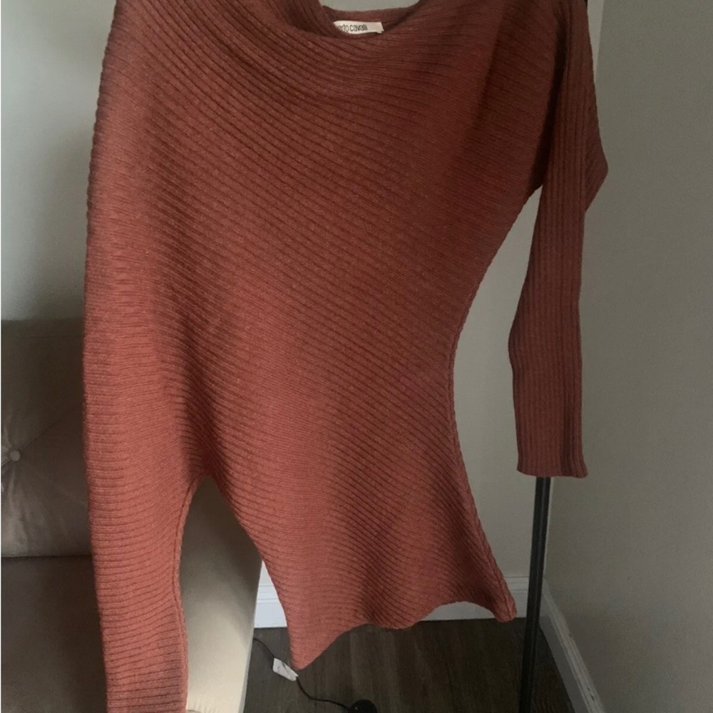 Roberto Cavalli Women's Natural One Shoulder Long Sleeve Knit Blouse.